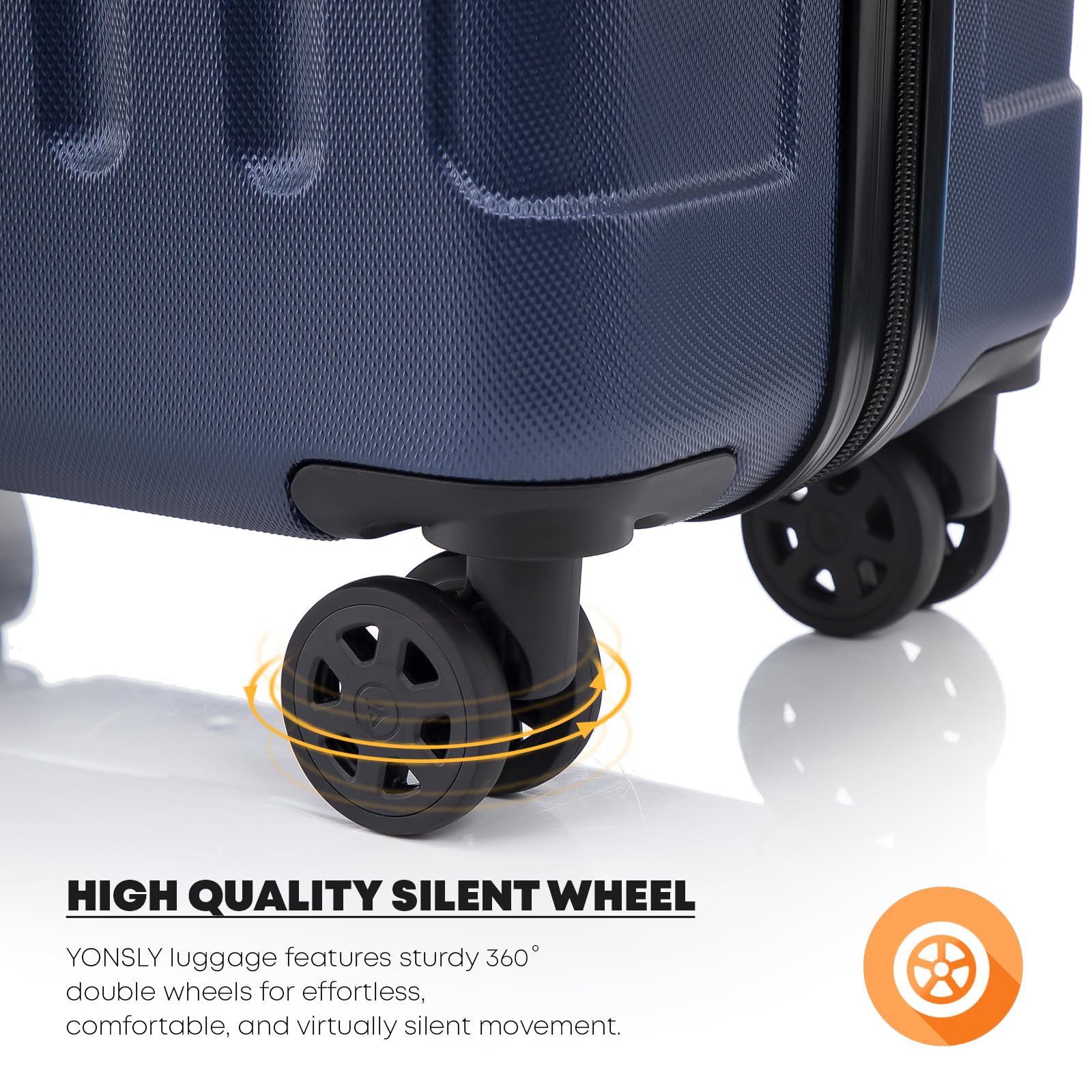 Valigia da Viaggio con Lucchetto TSA e Cerniera YKK, Guscio Rigido, 4 Ruote a 373°, Lucchetto a Combinazione, Maniglia Telescopica (Blu scuro, XL) | Valigia rigida, 4 ruote pivotanti a 360°, maniglia telescopica