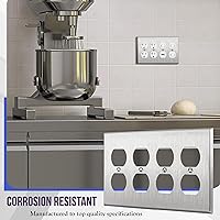 Vista 152 de ENERLITES Placa de pared de metal dúplex para receptáculos, cubierta de salida de acero inoxidable, resistente a la corrosión, tamaño de 1 banda