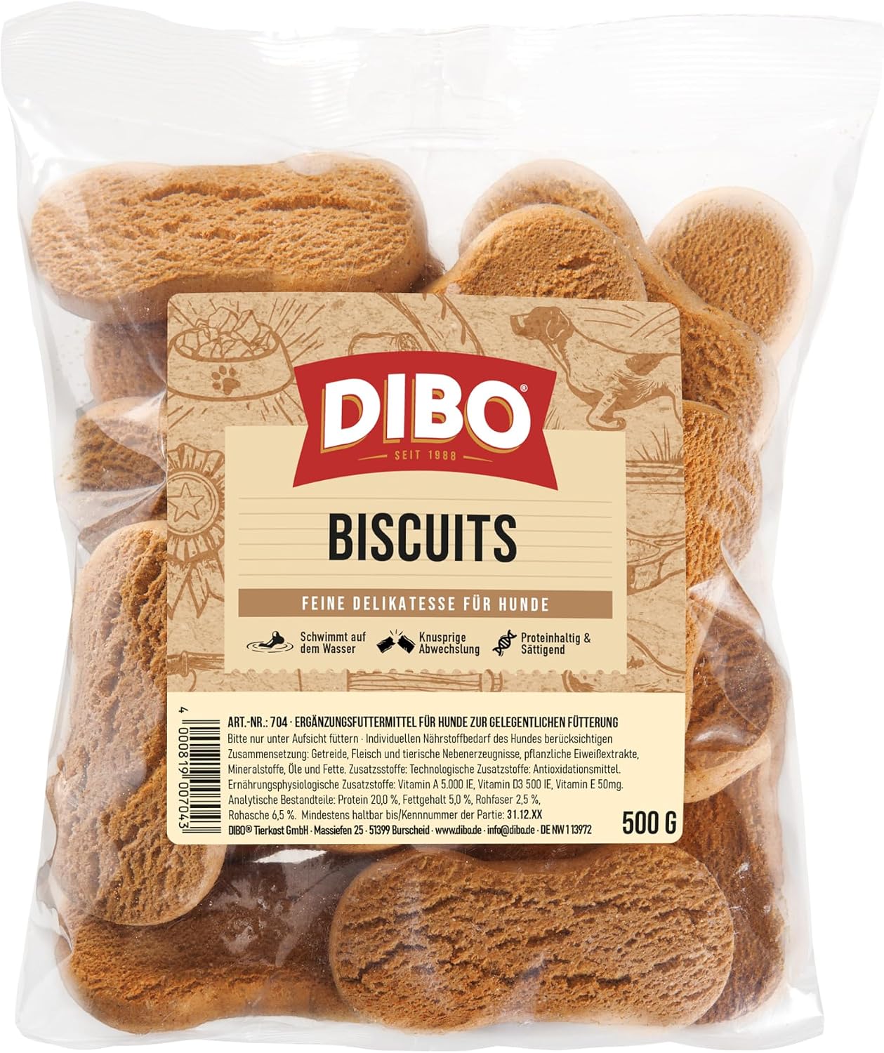 DIBO Biscuits – The Tasty Dog Biscuit for Between – Gently Prepared Dog Biscuit for Your Dog – 500 g Bag Biscuits 500 g (pack of 1)
