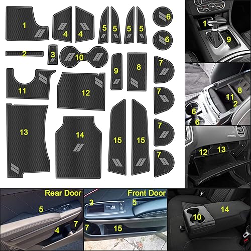 Miniatura 6 de Se adapta a Dodge Charger Accessories 2015-2023, portavasos, consola central, cambiador de cambios, almohadilla de bolsillo interior de puerta