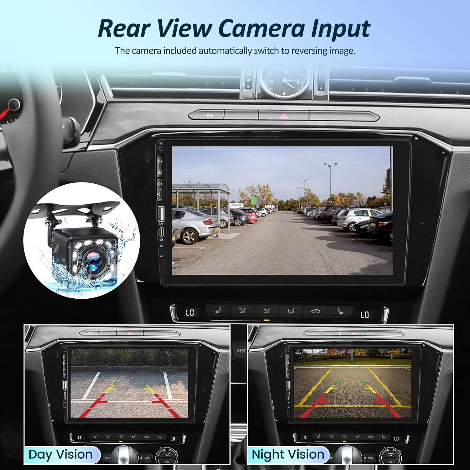 NHOPEEW 9-Inch Single Din Car Stereo With Wireless CarPlay & Android Auto - Touchscreen Radio With Backup Camera, Bluetooth & Steering Wheel Control