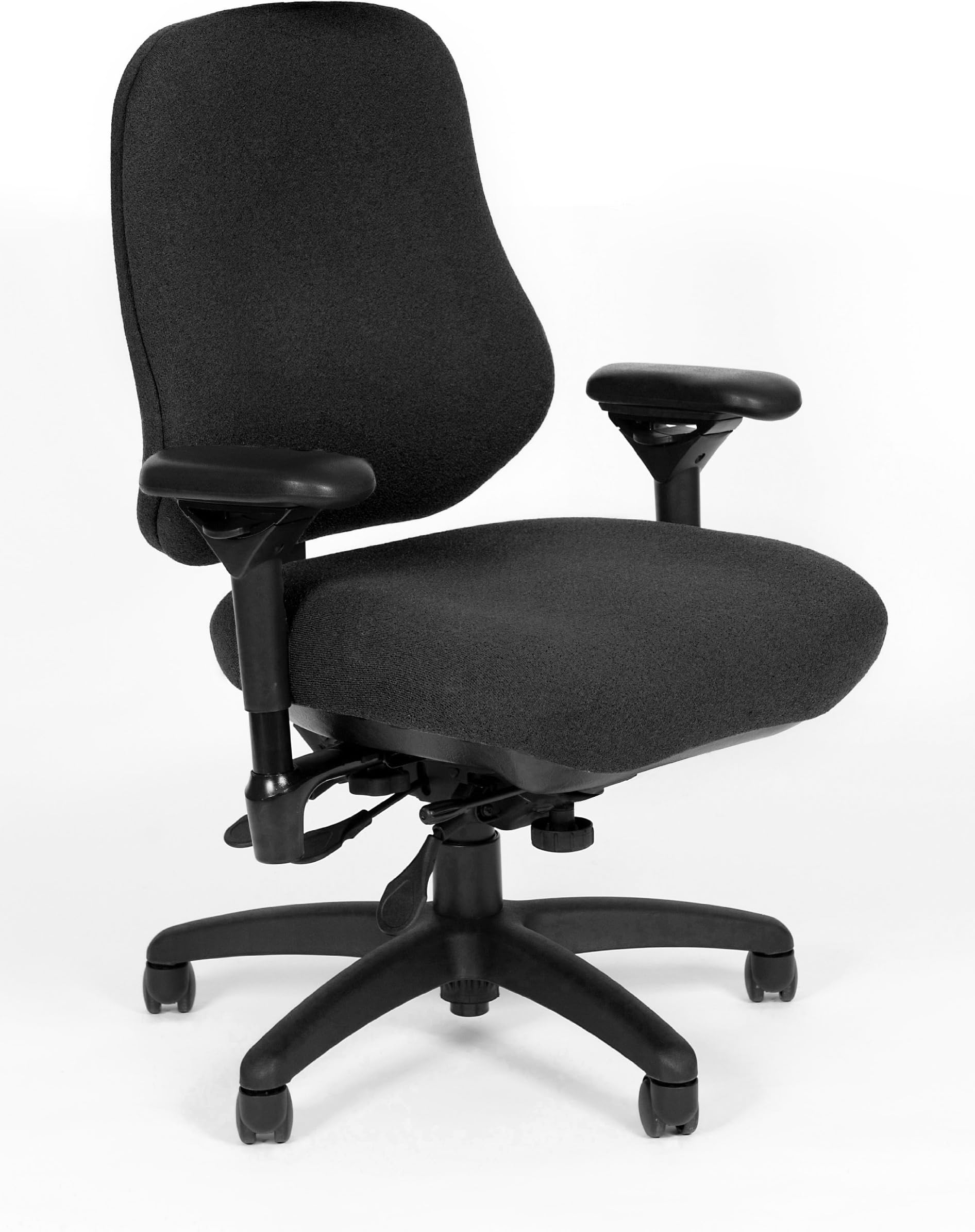 J2509 Black Fabric XL High Back Task Ergonomic Chair with Arms, 22" Length x 21.50" Width Backrest, 23" Width Seat, Grade 1