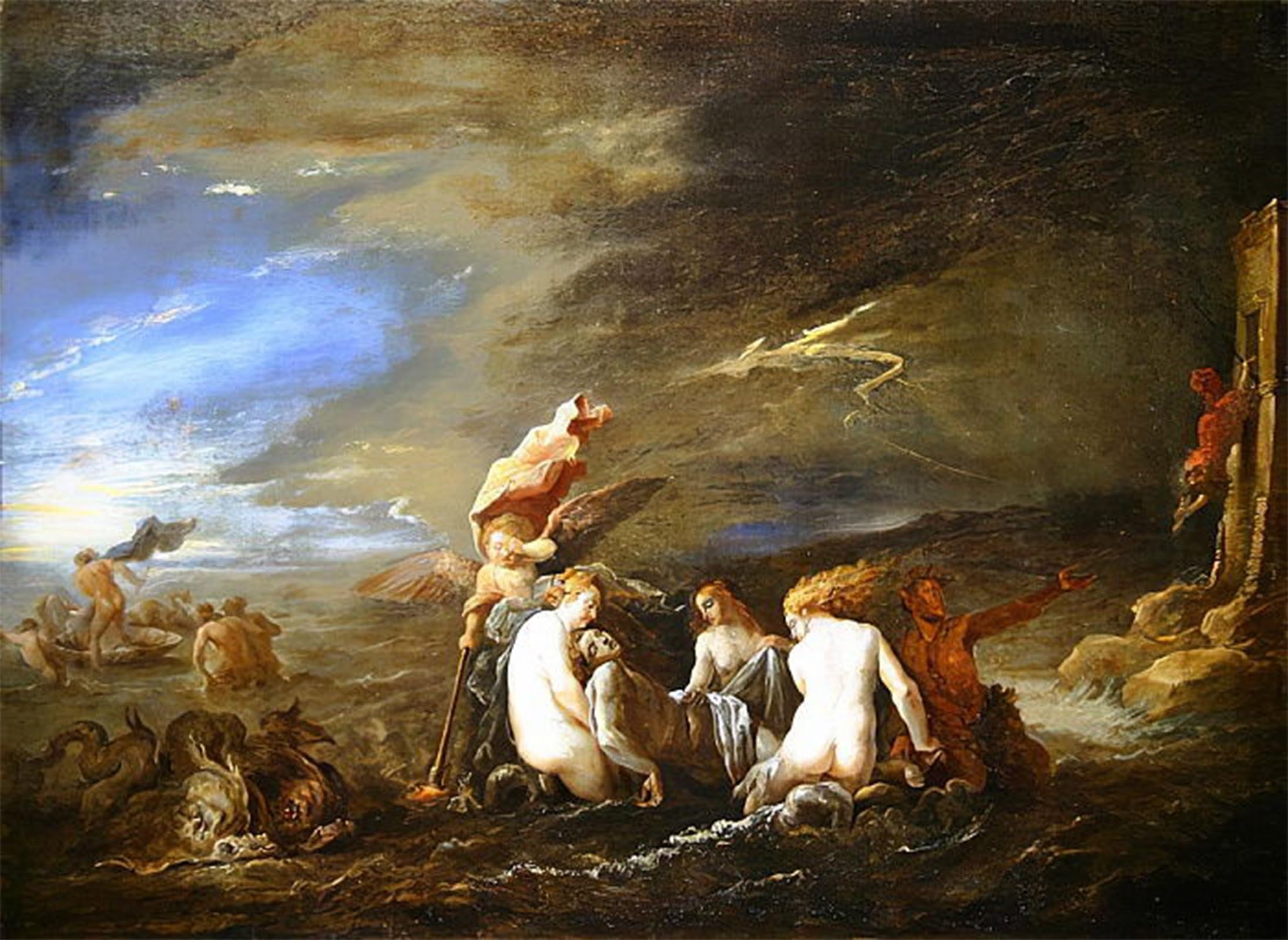 ARTXLXXBN Famous Prints Artwork Pictures Poster Painting Art the Drowned Leander Borne by David Teniers the Younger Artwork Landscape Pictures for Home Decor 60x90cm