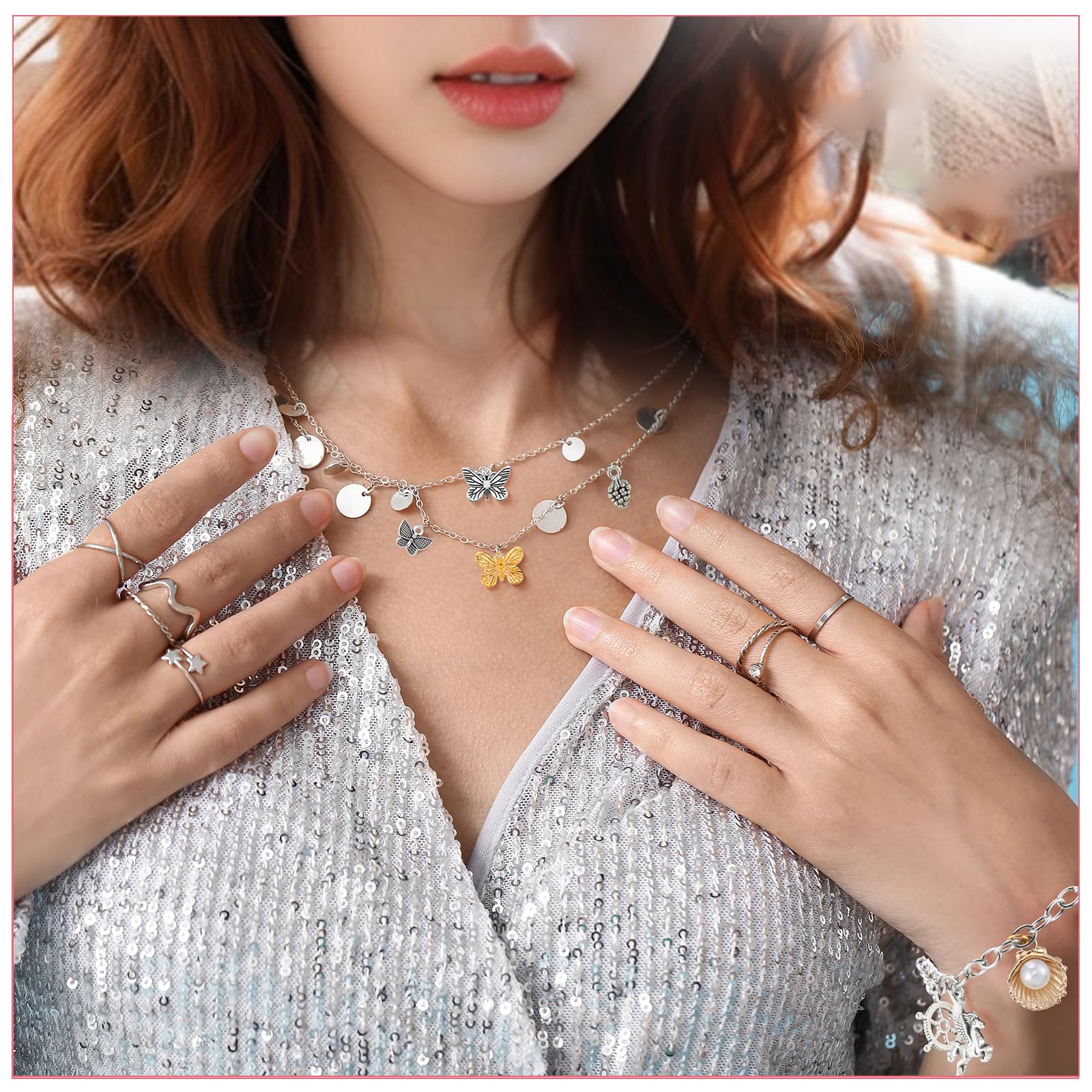 Riceshoot 321 Pcs Charm Bracelet Making Kit Bracelet Chains with OT Toggle Clasp Gold Enamel Pendants Mixed Tibetan Silver Plastic Storage Box and Open Jump Rings for Women DIY Jewelry Making - Image 6