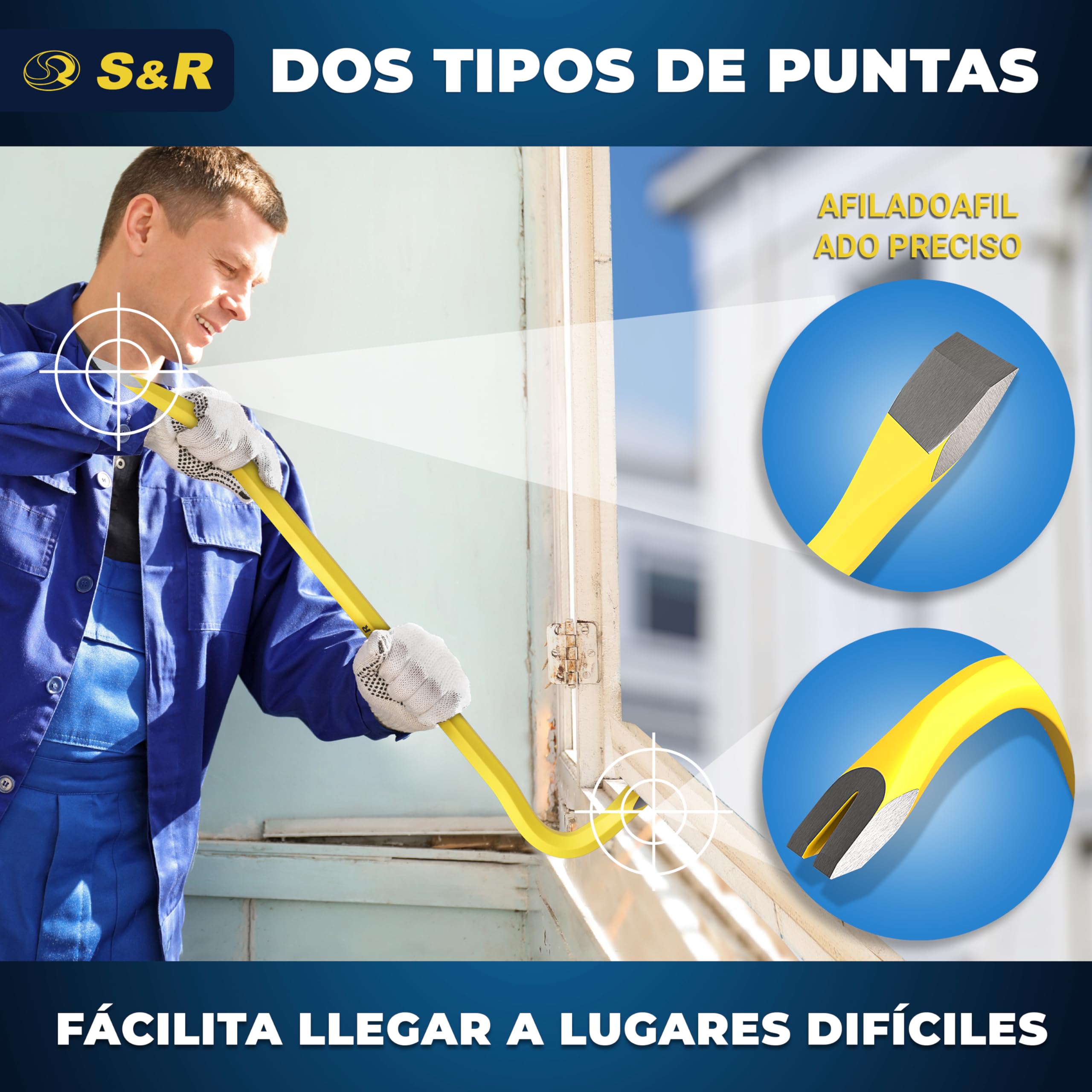S&R 2 Palancas Sacaclavos Profesionales 50 cm y 80 cm – Barra Desencofrador Pata de Cabra Grande y Pequeña para Palets de Madera Clavos Mamposteria.