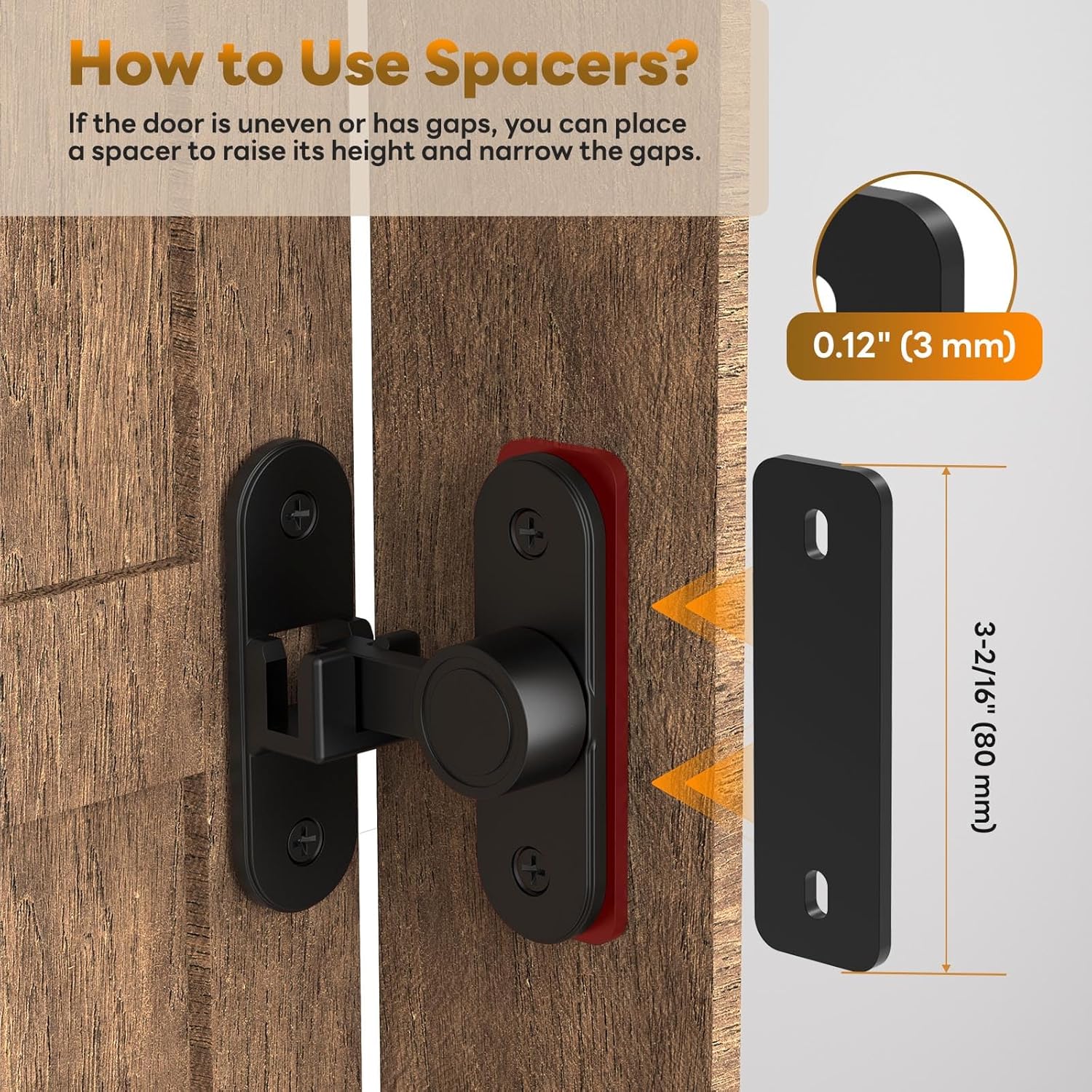 Barn Door Locks, 90/180 Degree Right Angle Flip Gate Latch Fit for Bedroom, Garden, Cabinet - Sturdy and Secure Sliding Barn Door Lock (Black-4 Pcs)