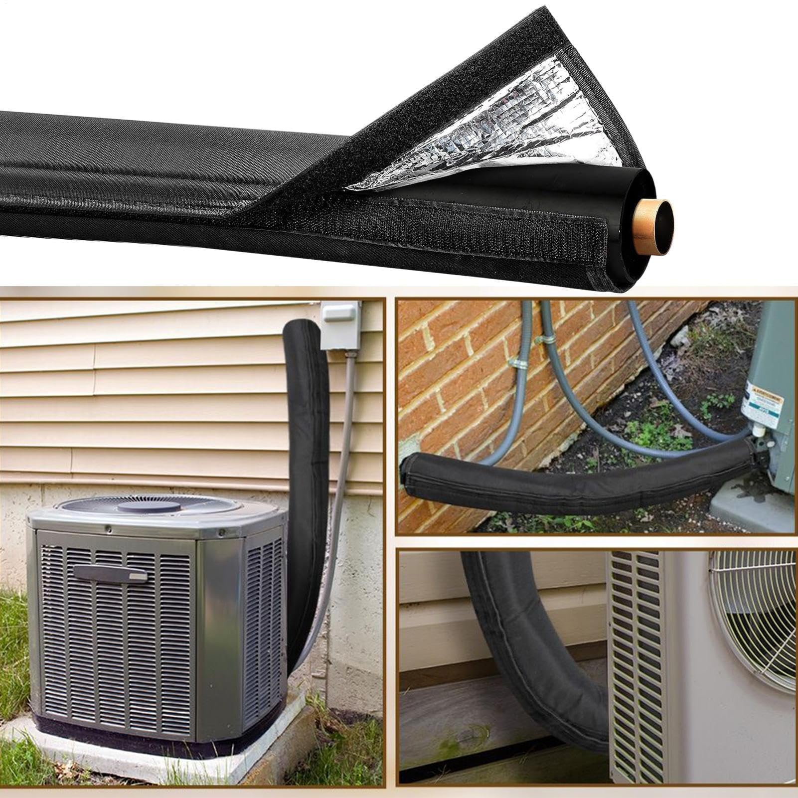 Aislamiento de tubería de cobre de alta resistencia 72x10.2 pulgadas de manga 3 capas cubierta resistente a la intemperie para aire libre AC Mini Split Central Aire acondicionado Sistema de HVAC Prote