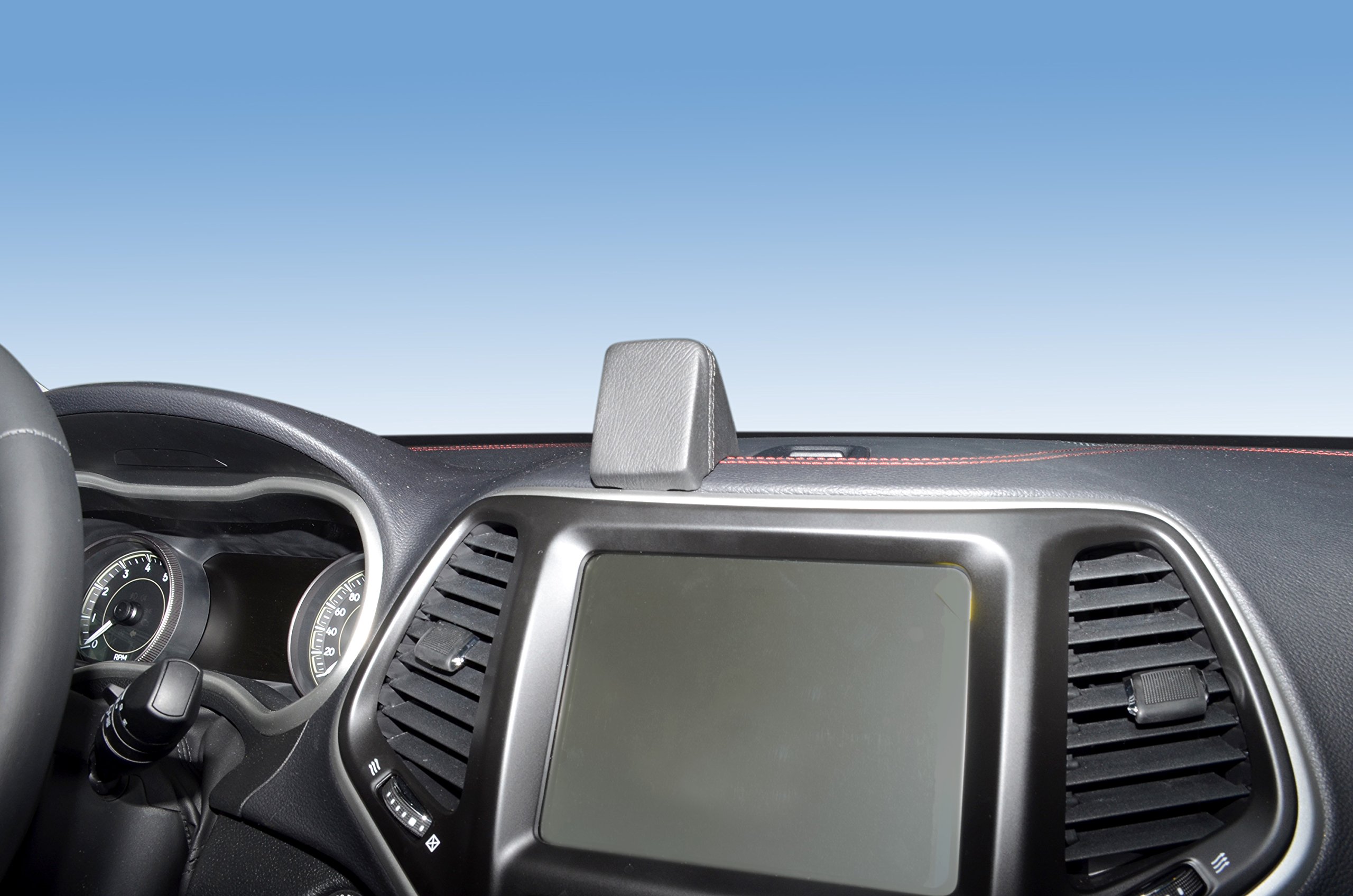 KUDA Uchwyt na telefon komórkowy pasujący do Jeep Cherokee od 10/2013 & Opel - konsola telefoniczna do smartfonów, telefonów komórkowych, nawigacji i wielu innych – konsola ze sztucznej skóry, czarna,