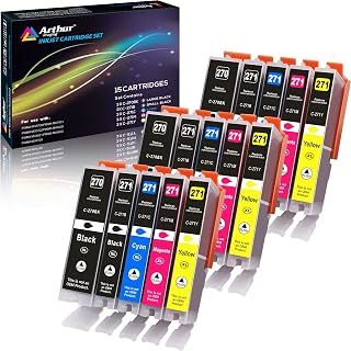 6 Pack Arthur Imaging Compatible Ink Cartridge Replacement for 270XL 271XL (2 Large Black, 1 Small Black, 1 Cyan, 1 Yello...