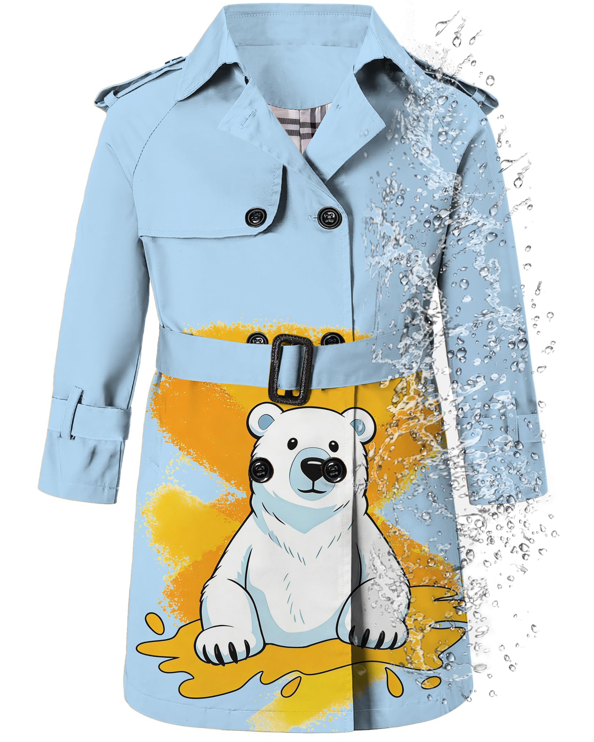 Betusline Boys Waterproof Trench Coat Double Breasted Classic Belted Outwear Jacket Dress Coats