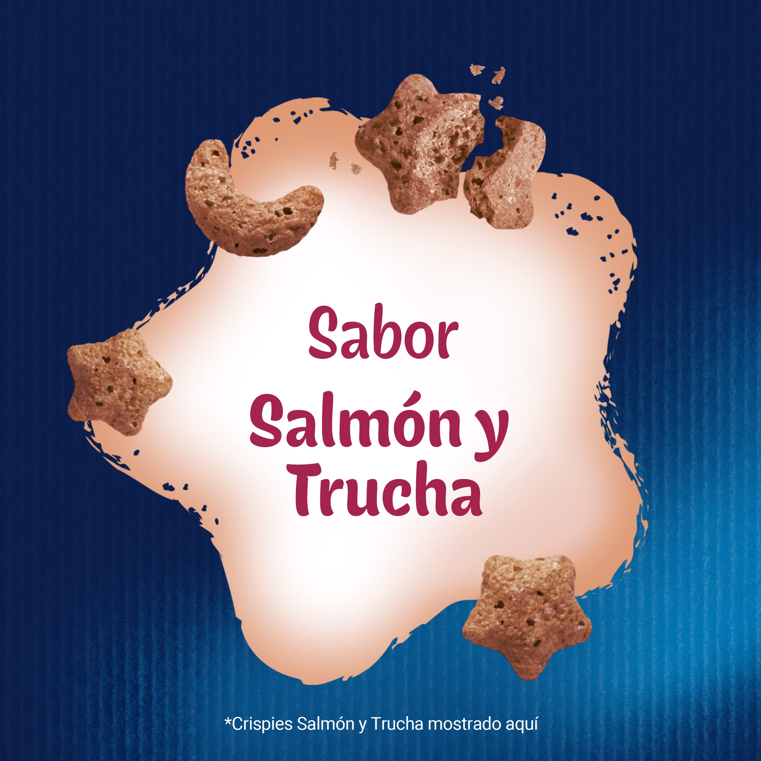 Felix Purina Crispies, Snack para Gato Adulto, Premio para Gato con Salmón y Trucha, Pack de 8 Bolsas de 45g