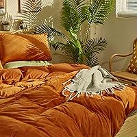 Vista 282 de Luxlovery - Juego de edredón azul neblina, tamaño matrimonial, minimalista, azul polvoriento, edredones de algodón suaves y transpirables, azul