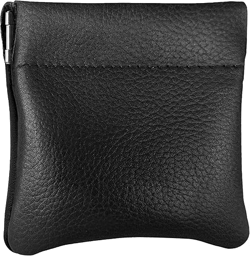 Nabob Leather Monedero de piel auténtica bolsa de monedas fabricada en Estados Unidos soporte para cambio para hombres y mujeres tamaño 35 x 35