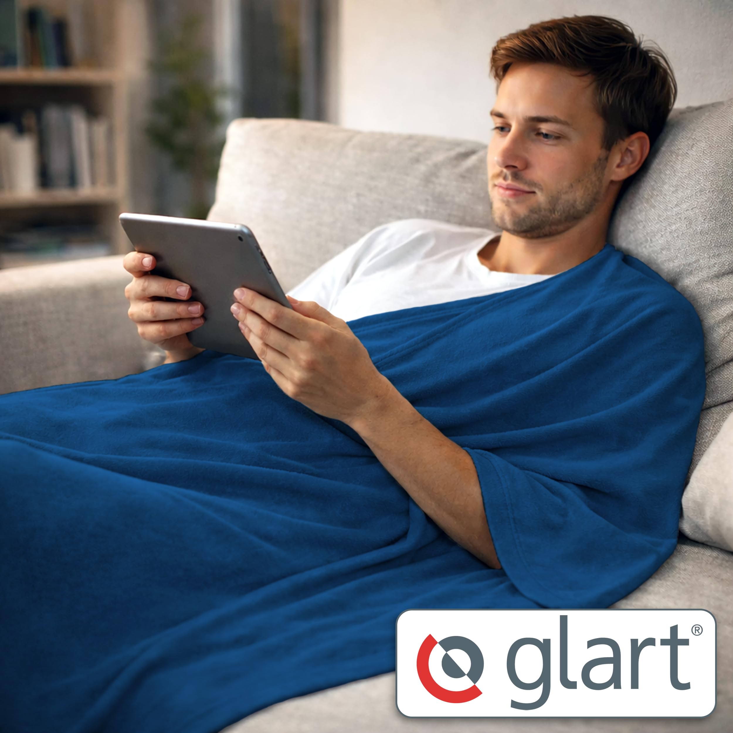 Glart G3MB, 3 coperte in pile, conformi allo standard Öko-Tex, colore: blu navy, dimensioni: 130x160 cm, grammatura: oltre 200 g/m2, perfette per accoccolarsi sul sofà, come copridivano o per i picnic