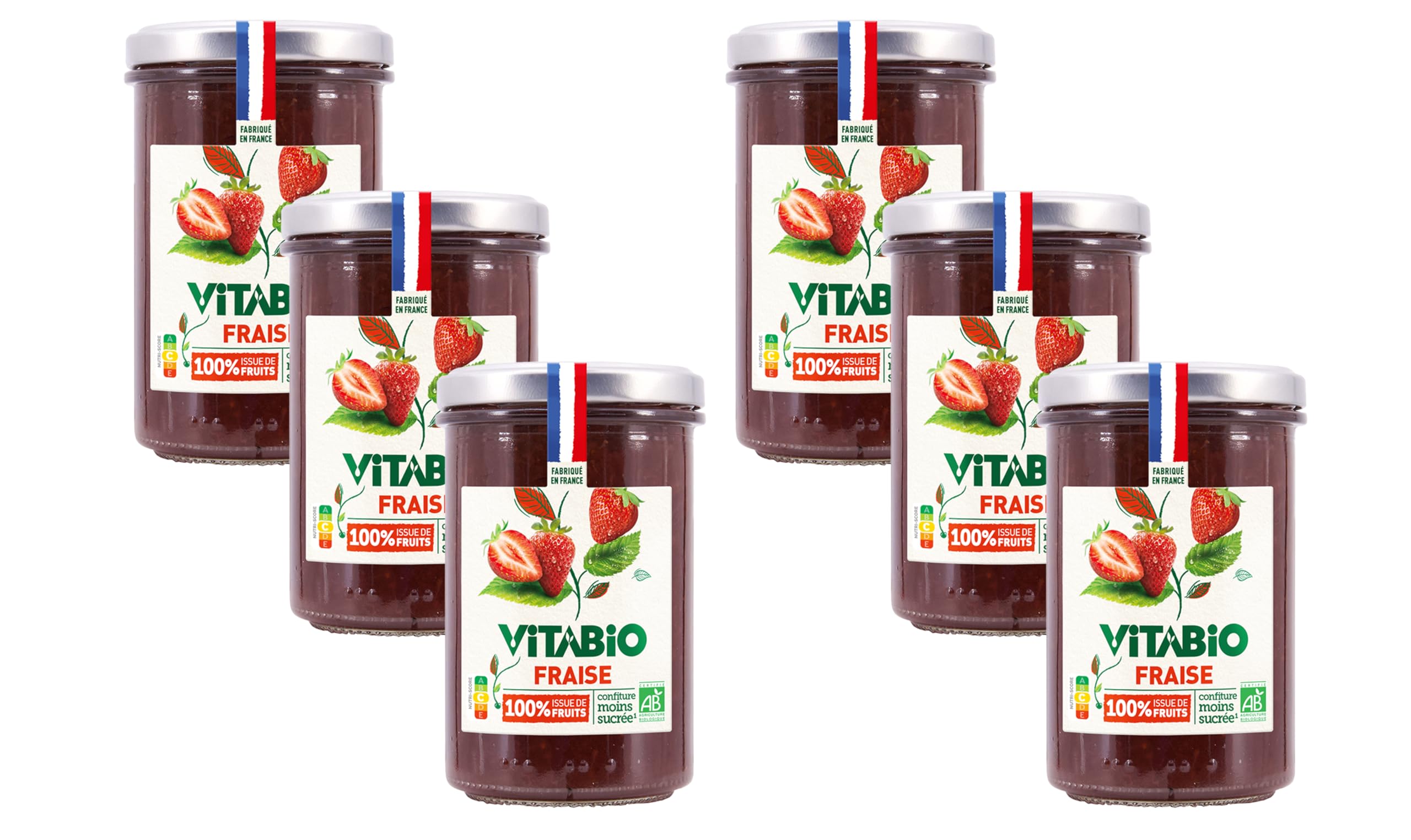 VITABIO - Confiture de Fraise 100% issue de fruits - BIO - Lot de 6-6x275g