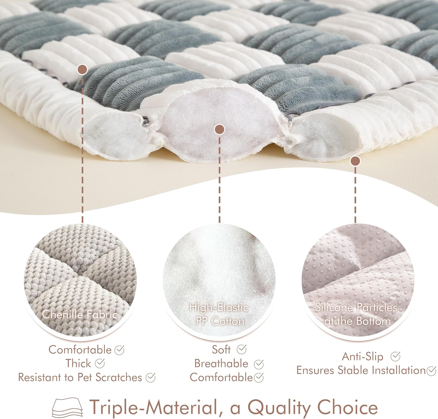 Couch Cover for Sofa, Sectional Couch Cover for Dogs, Sofa Cover Washable, Cushion Cover Blanket Pad Bed Mat for Pets, Chenille Furniture Protector, Grey, 27.6x82.7in