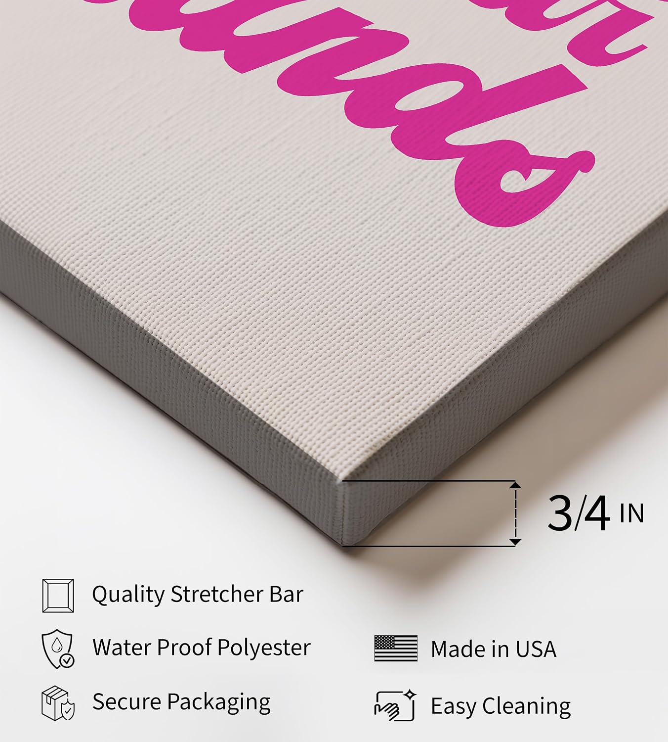 Poster Master Wash Your Hands Canvas - Typography Print - Modern Bathroom Wall Decor - Guest Bath Decoration - Trendy Powder Room Wall Design - Pink Restroom Decor - 8x10 STRETCHED Canvas