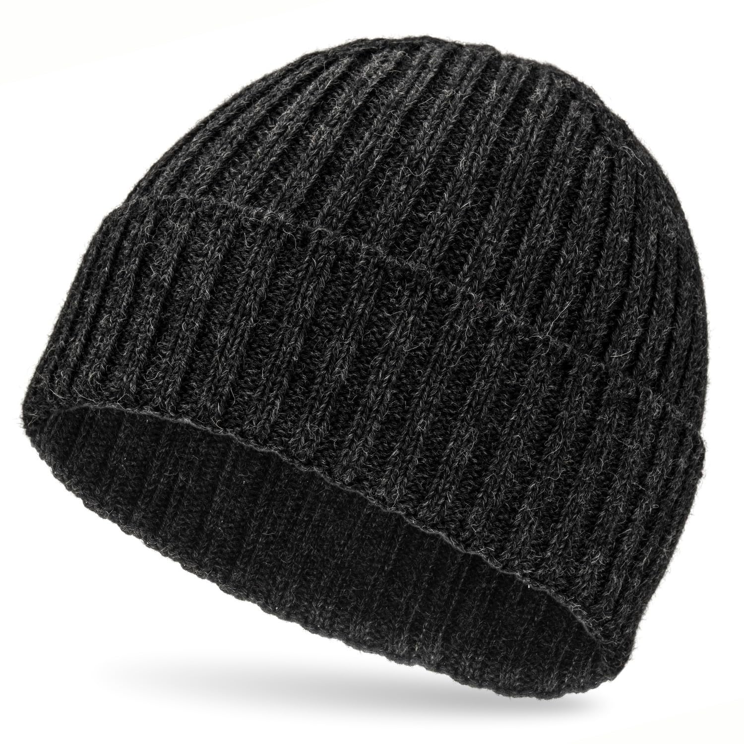 HANSA-FARM miękka damska i męska czapka w 100% z wełny alpaki, w ponad 14 kolorach - wysokiej jakości zimowa czapka z dzianiny / czapka wełniana Beanie, Anthrazit - NFA14, jeden rozmiar