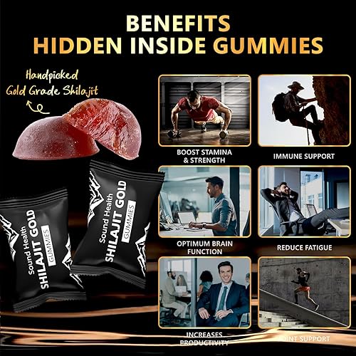 Miniatura 5 de Gomitas puras de Shilajit del Himalaya  3000 mg de shilajit con ashwagandha y ginseng  Más de 85 minerales traza y ácido fúlvico  Sin azúcar