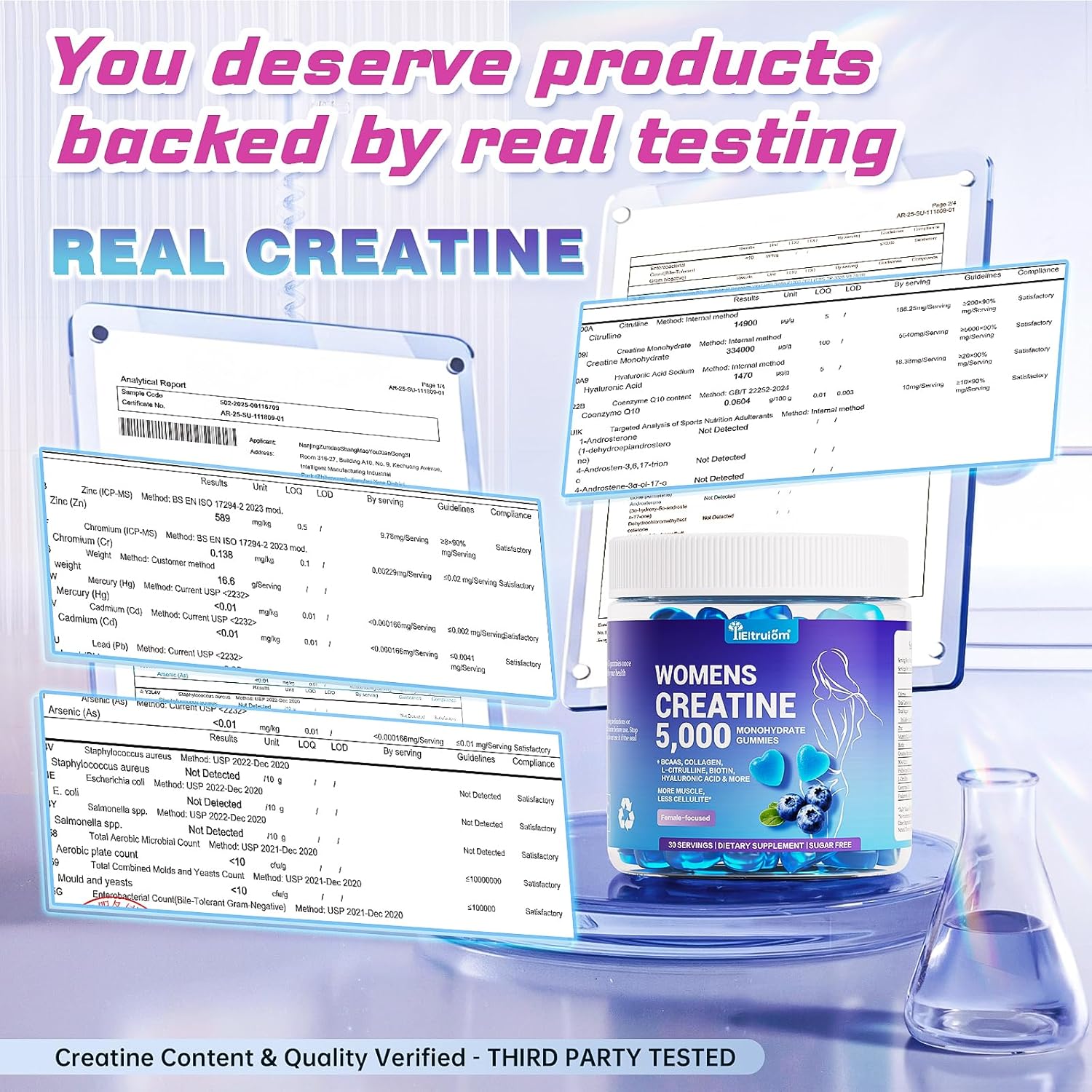 Creatine Gummies for Women 5000mg – Sugar Free Creatine Monohydrate Chews for Strength, Lean Muscle & Recovery, with Collagen & BCAA, Pre Workout Supplement, 90 Gummies