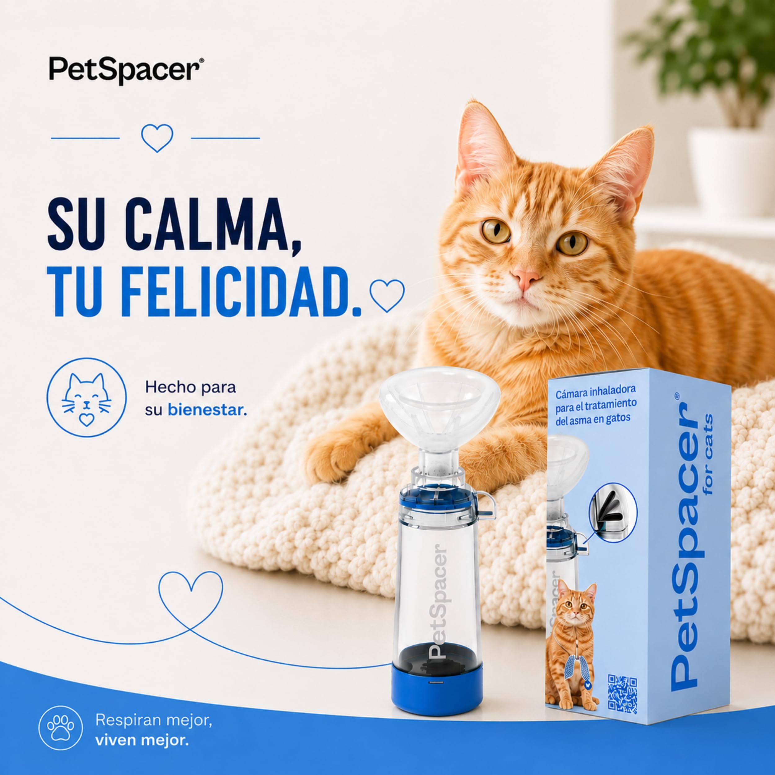 Inhalador para Gatos con Mascarilla | Ventolin Inhalador Nasal y Bucal | Aerosol Silencioso | Compatibilidad Universal DEHP Free