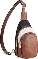 Vista 15 de Telena Riñonera pequeña para mujer, de cuero, cangureras, bolsa de pecho para mujer 3-camel marrón