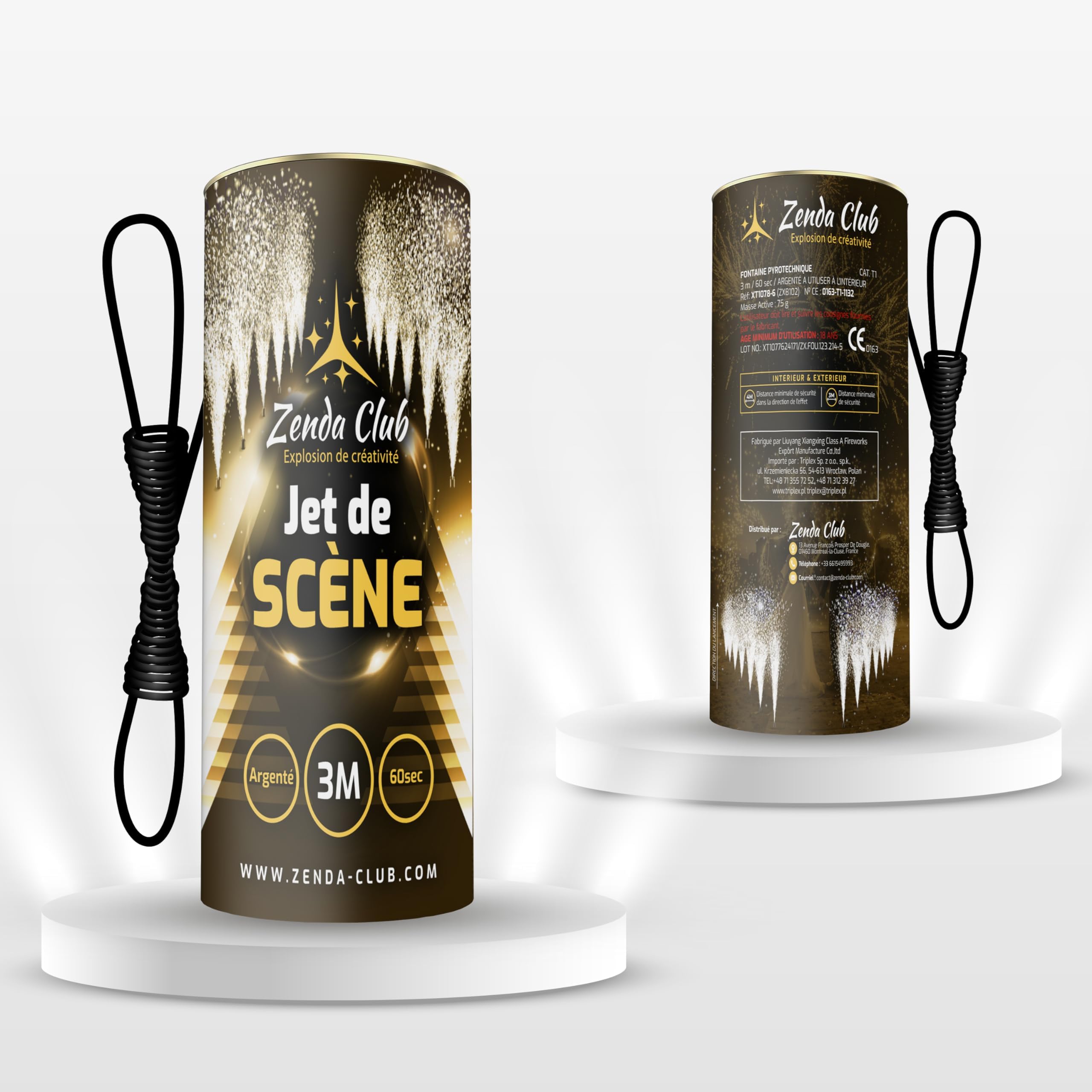 Zenda Club 5 Getti di Scena Scintille 3 Metri 60 Secondi Argento F1 Fuochi d'Artificio per Interni