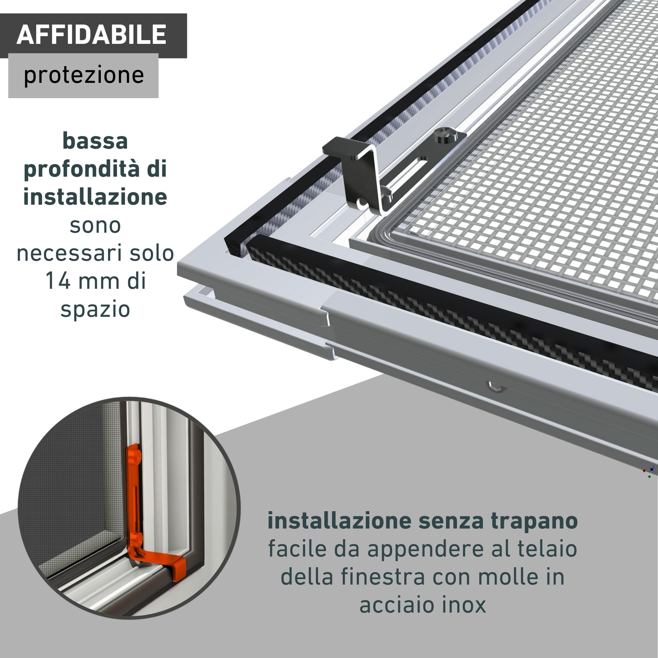 Windhager Zanzariera e Protezione Solare per Finestra, con Telaio in Alluminio, 140 x 150 cm, Colore Bianco, 03286