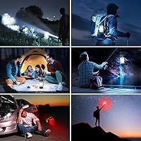 Vista 7 de Consciot - Paquete de 2 linternas LED de camping recargables, linterna portátil Consciot con 6 modos de luz, banco de energía de 3600 mAh, IPX4