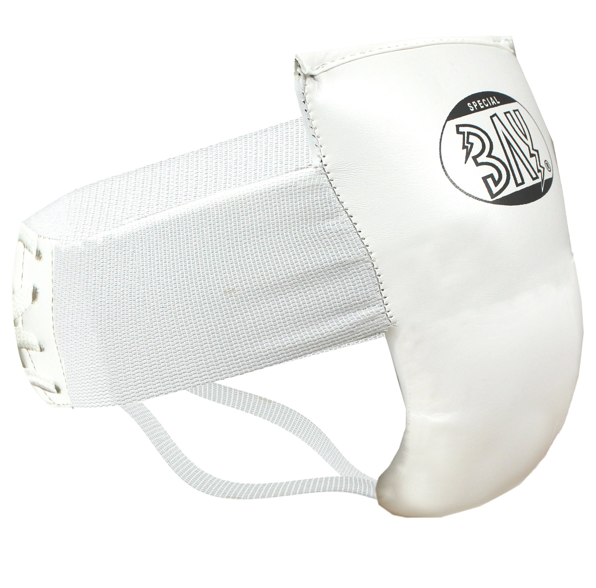 BAY Twin Tiefschutz weiß XXS-XL hochwertigen Leder Pu Suspensorium Genitalschutz für Kinder Herren Jugendliche Herrentiefschutz Unterleibschutz Kampfsport Kickboxen Karate Kids Kindertiefschutz