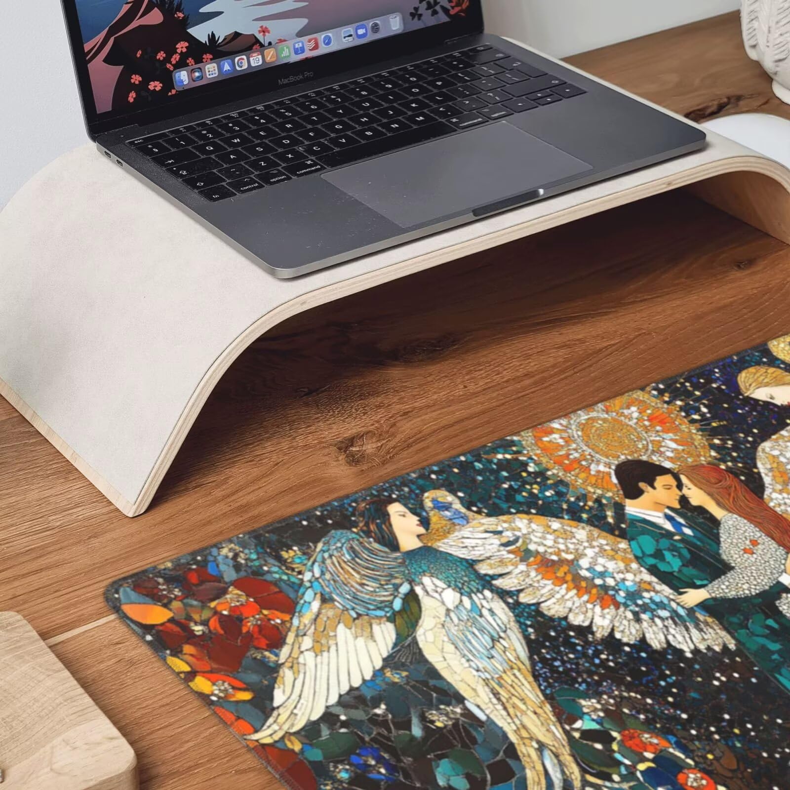 Podkładka pod mysz dla par XXL mata na biurko skrzydła 1600 x 800 x 3 mm zmywalna podkładka do gier do laptopa, z antypoślizgową gumową podstawą do gier, PC, pracowników biurowych Y1363