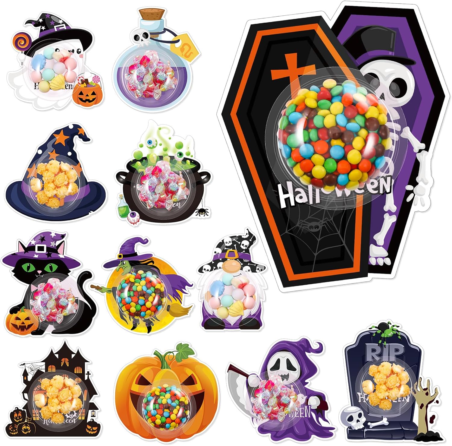 Pasimy 36 Pack Halloween Candy Cards with Plastic Shaker