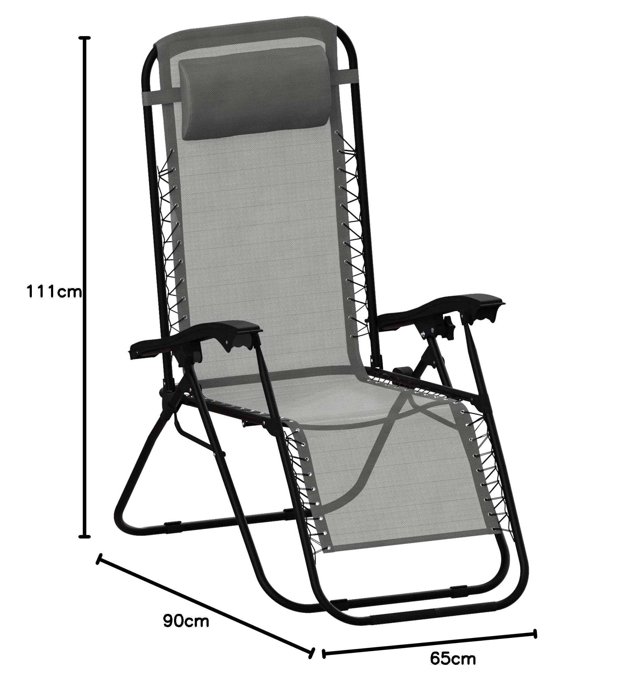 Garden Vida Set di 2 sedie a gravità zero, sdraio per esterni, patio, reclinabile, senza peso, resistente alle intemperie, in acciaio (grigio)
