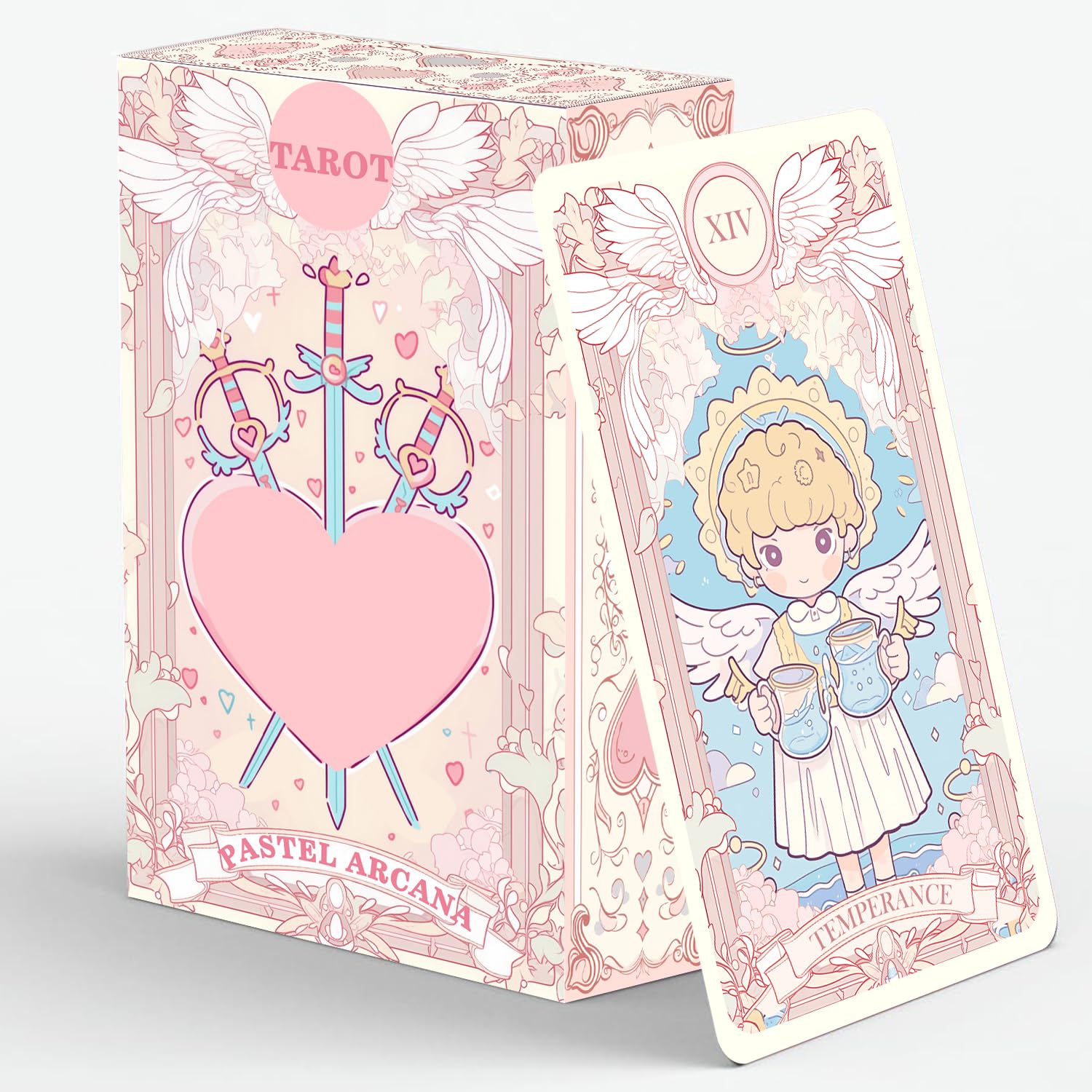 Han Yu Bowen Pastel Arcana Tarot Deck, 78 Pink Aesthetic Design Tarot Cards with Guidebook, Modern Witch Tarot for Beginners and Experienced Readers,