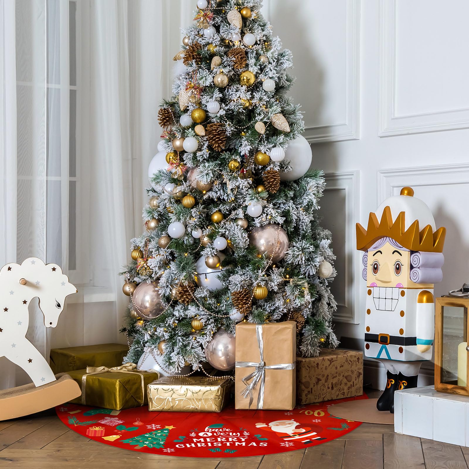 Falda Arbol Navidad Adornos Decoracion, Tapete Manta Faldon Alfombra Cubre Pie Arbol de Navidad Christmas Tree Skirt Saia Arvore de Natal