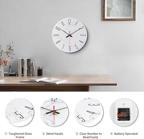 Miniatura 3 de Relojes de pared de vidrio de 10 pulgadas para decoración de sala de estar, relojes de pared decorativos que funcionan con pilas, relojes de cocina