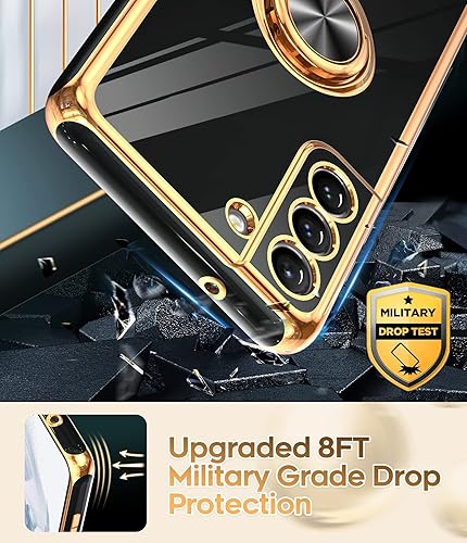 Miniatura 7 de LeYi Funda para Samsung Galaxy S21 FE 5G con protector de pantalla de vidrio templado 2 unidades Soporte de anillo giratorio de 360, soporte