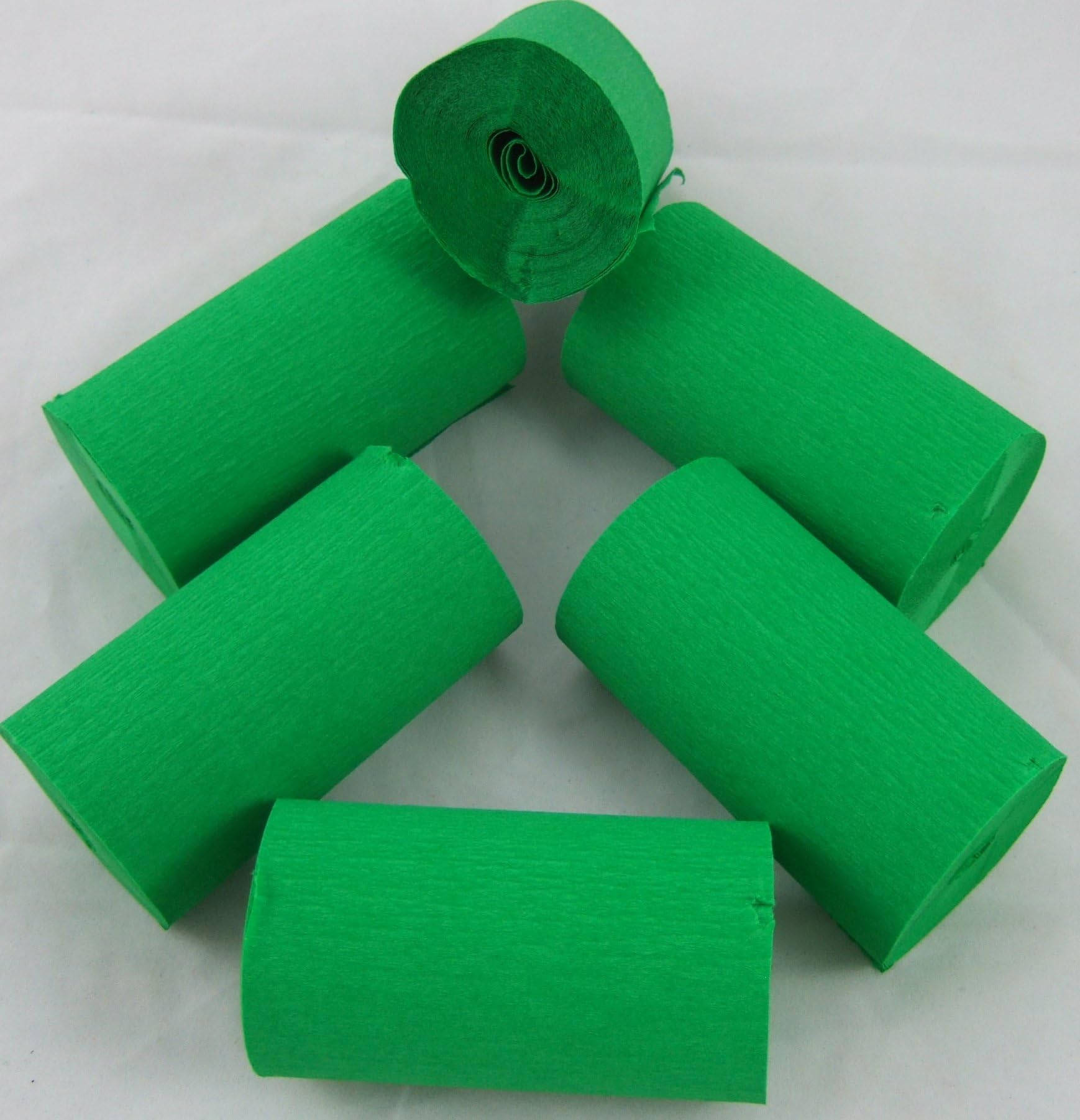 6 Light Green Crepe EXTRA WIDE Paper Streamers 82mm x 10metres Many uses as decorations, marketing tools, great favourite with schools and the craft industry
