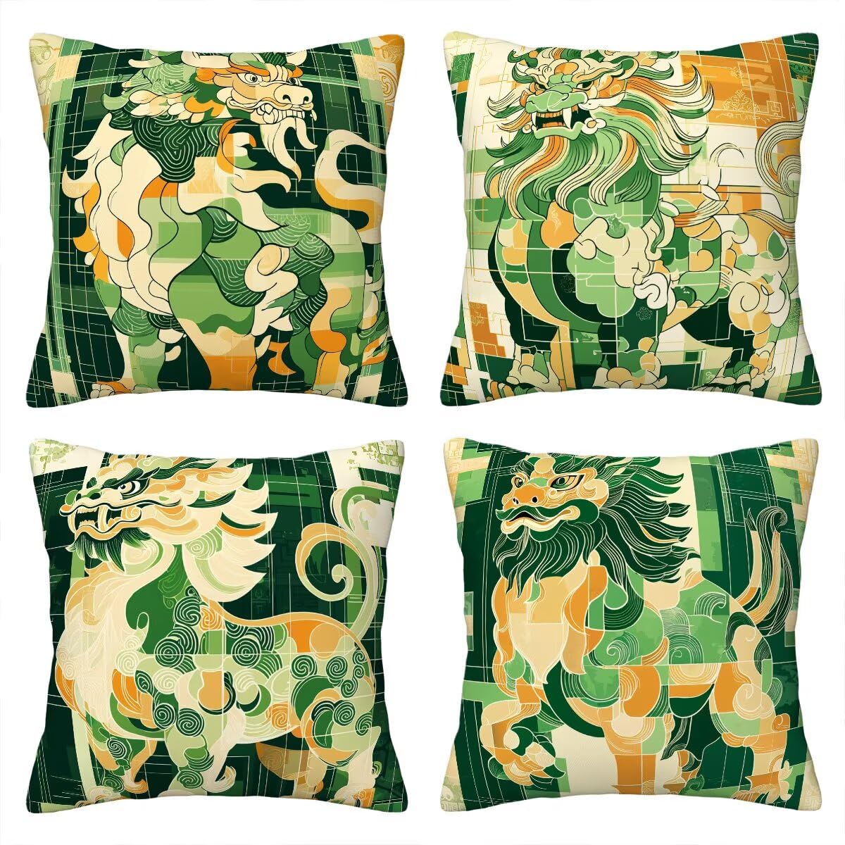 Housse de coussin vert super doux imperméable 55x55 cm pour canapé