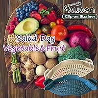 Vista 5 de AUOON Colador con clip - Colador de pasta de silicona para ollas, sartenes y cuencos Esenciales de cocina que ahorran espacio para cocinar