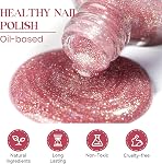 MIZHSE 15ml Glitter Pink Nail Polish Large Volume Quick Dry | Pink Nail Polish Air Drying Fast,Regular Sparkle Shimmery and Long Lasting Glitter Nail Lacquer,Nail Art Manicure DIY Home