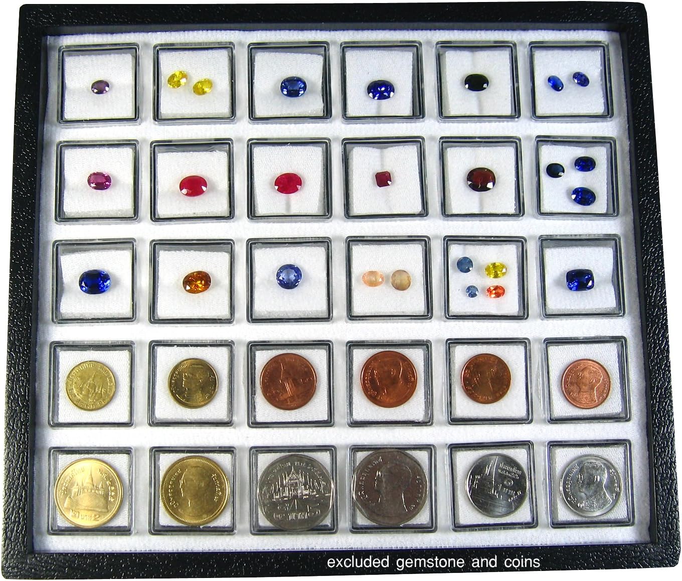 30 PCS OF TOP PLASTIC GEMSTONE JAR BOX SIZE 3x3 CM WITH HOLDER TRAY DISPLAY SHOW CASE ORGANIZER