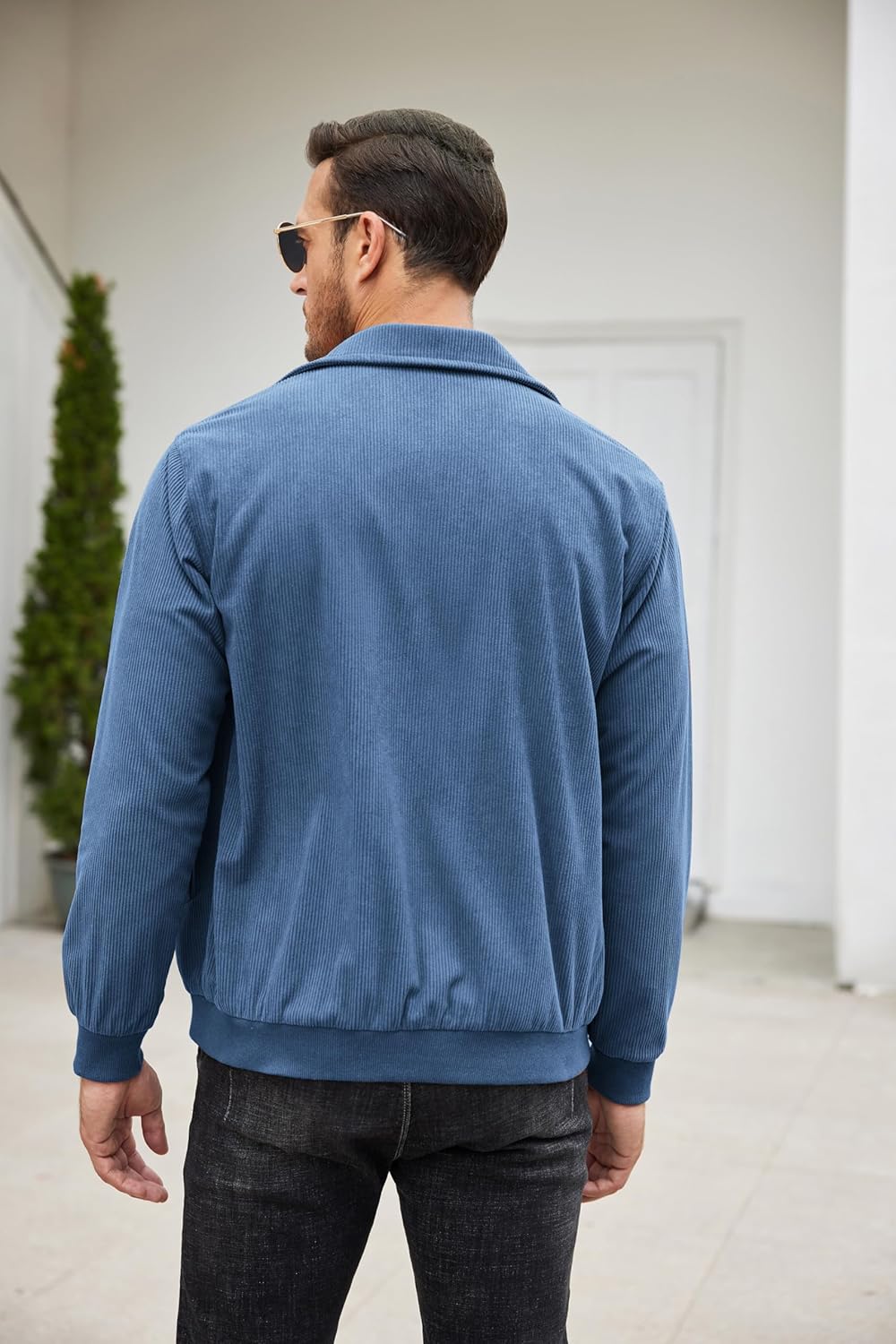 COOFANDY Men's Casual Corduroy Jacket Lightweight Zip Up Vintage Jacket Collared Bomber Jacket - Image 5