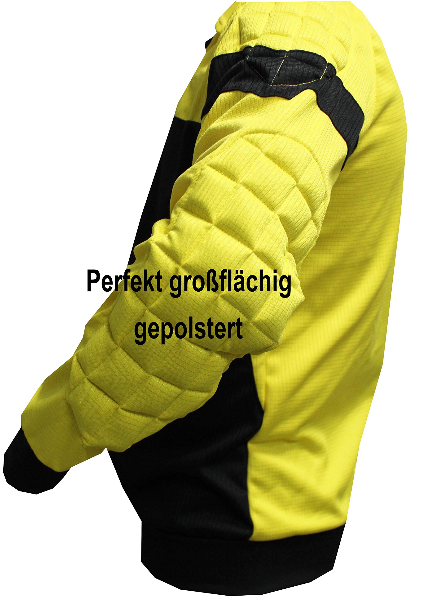 Lisaro Camiseta de portero para niños y adultos, camiseta de fútbol acolchada (amarillo-negro, XL)