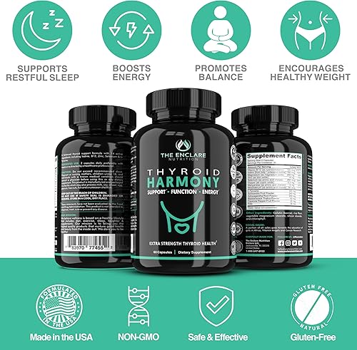 Miniatura 8 de THE ENCLARE NUTRITION Suplemento de apoyo tiroideo equilibra las hormonas para la energía, el metabolismo, la concentración, el estrés, el estado de