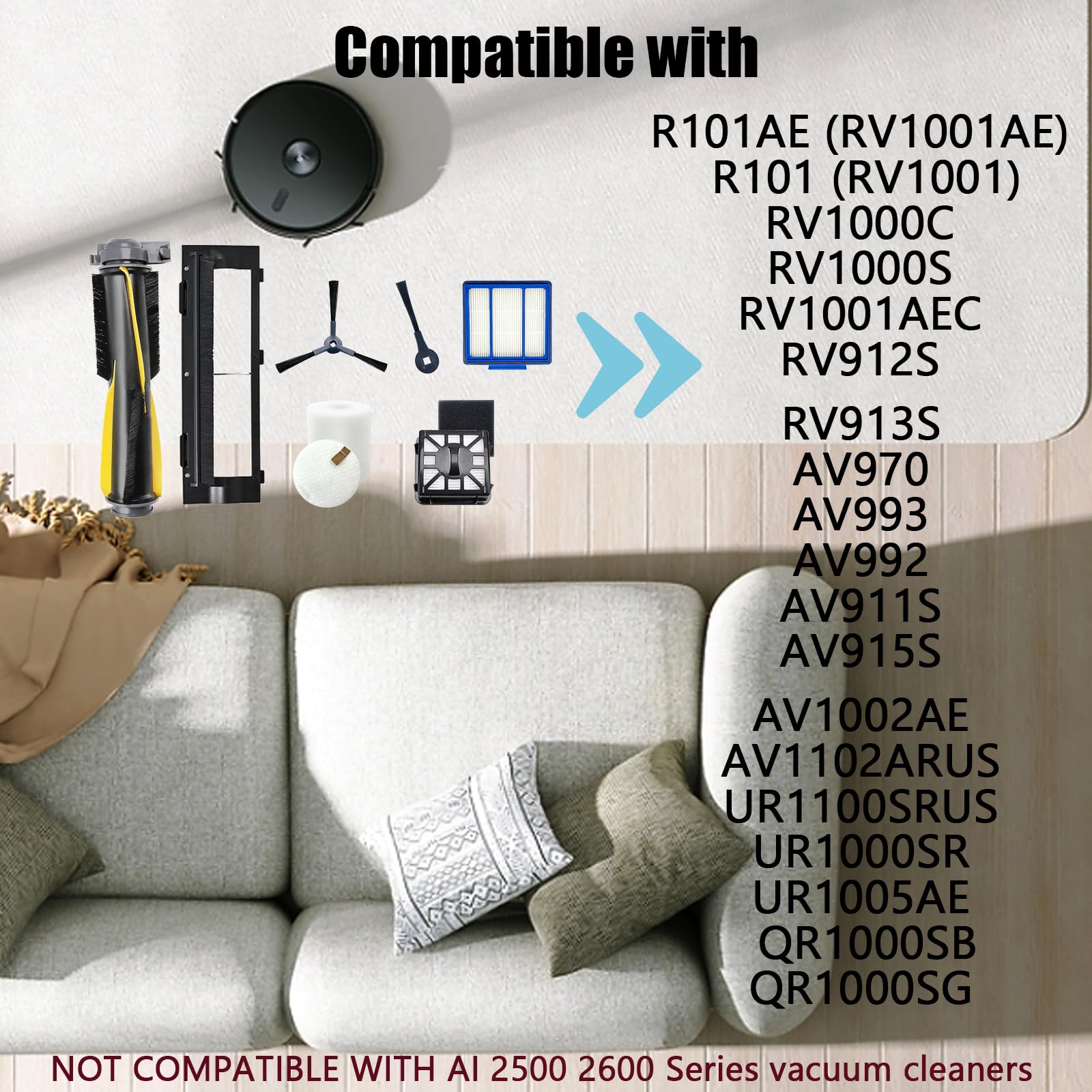 CauYien IQ Replacement Parts for Shark IQ RV1001AE RV100AE RV1001 AV1002AE RV912S RV913S AV970 AV993 AV992 Accessories Side brush, Roller Brush, Filters, Foam filters