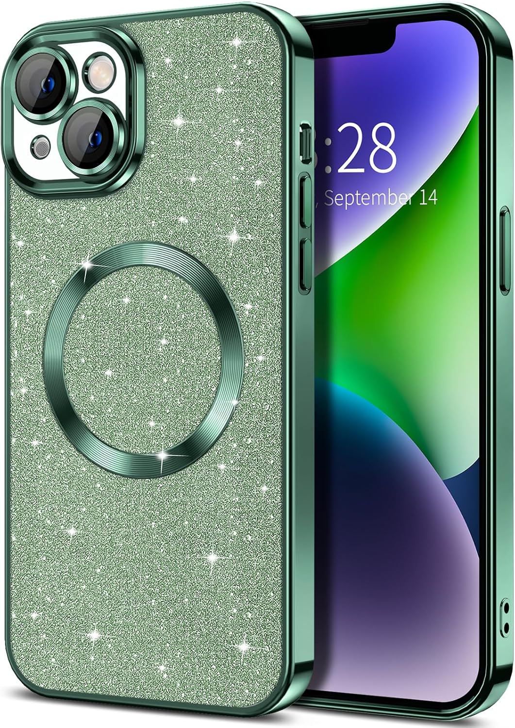 Hython for iPhone 14 Plus Case Glitter, Clear