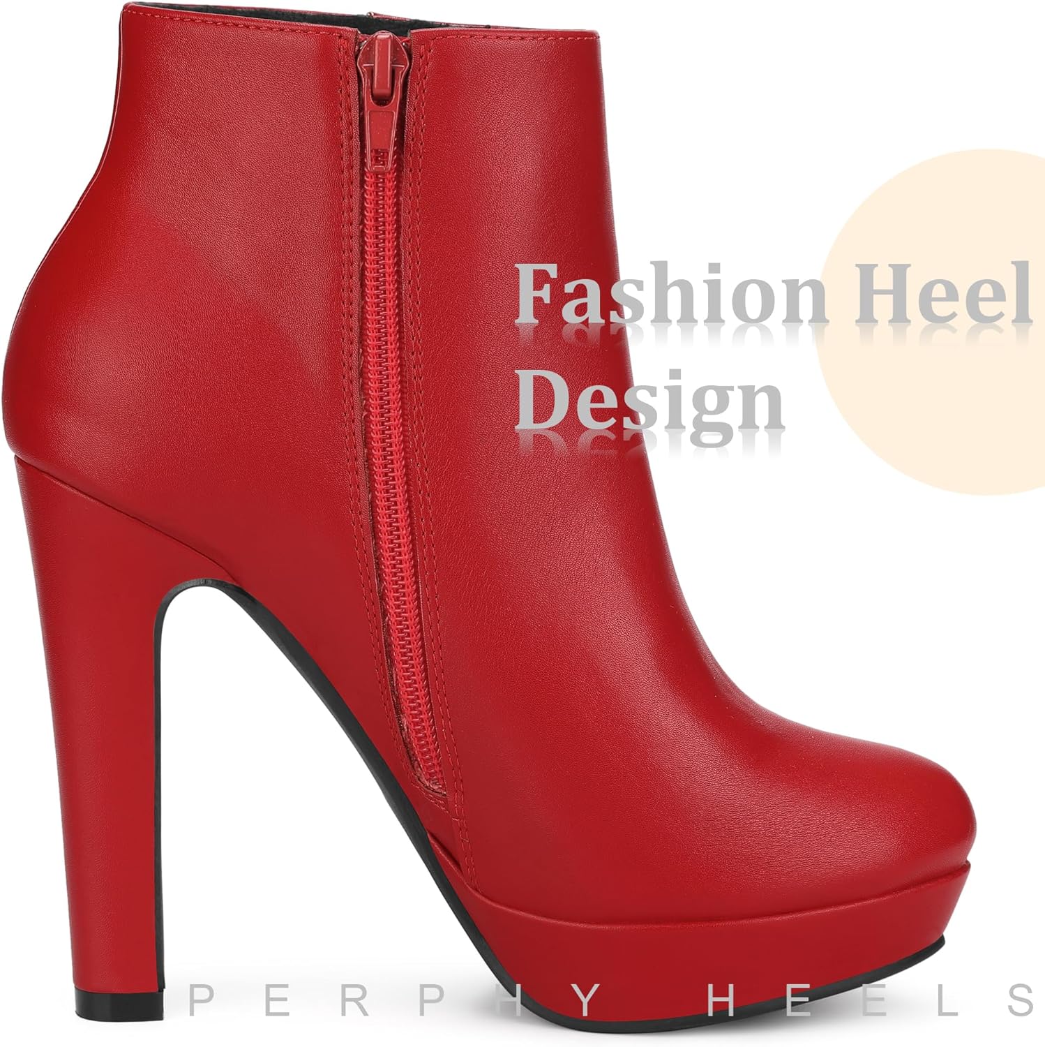 Perphy Platform Booties Round Toe Chunky High Heels Ankle Boots for Women
