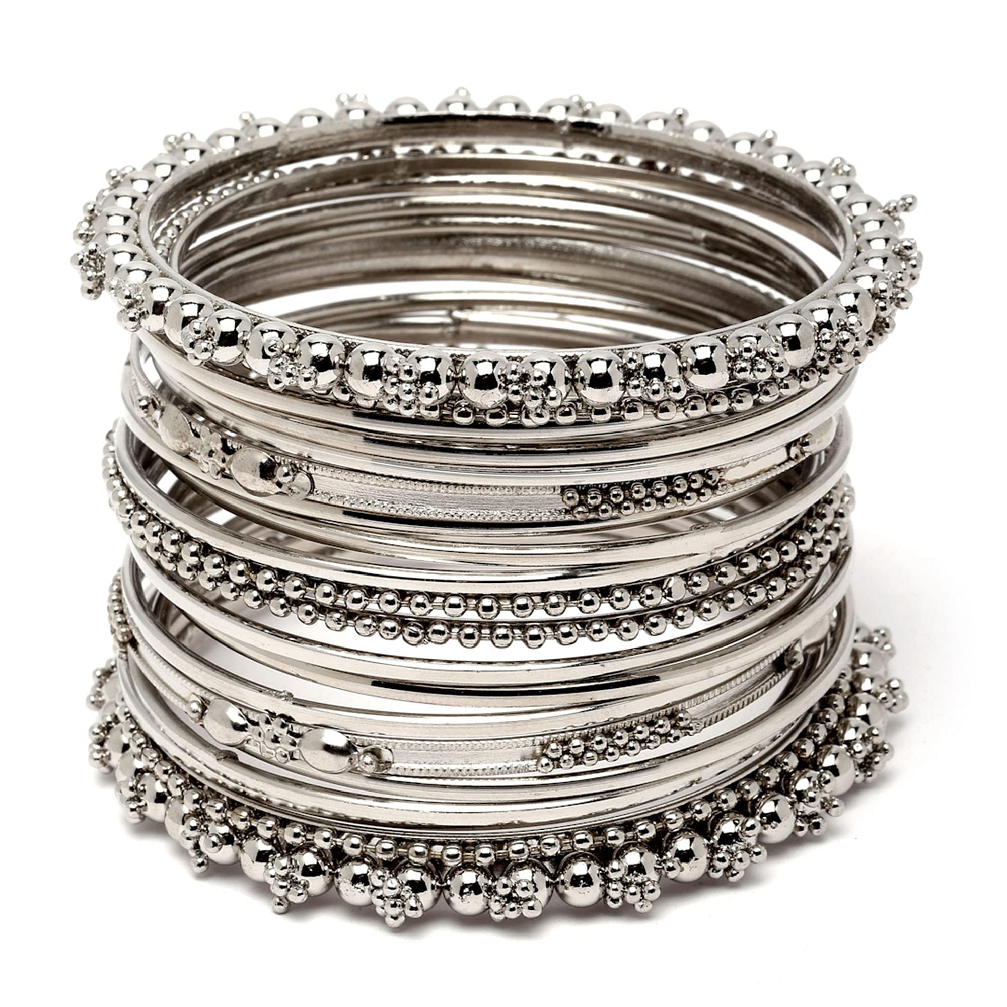 KENNICE Set Of 20 Oxidized Silver-Plated Traditional Bangles Set Jewellery For Girls & Women (B09NTG5FBX) Amazon Price History, Amazon Price Tracker