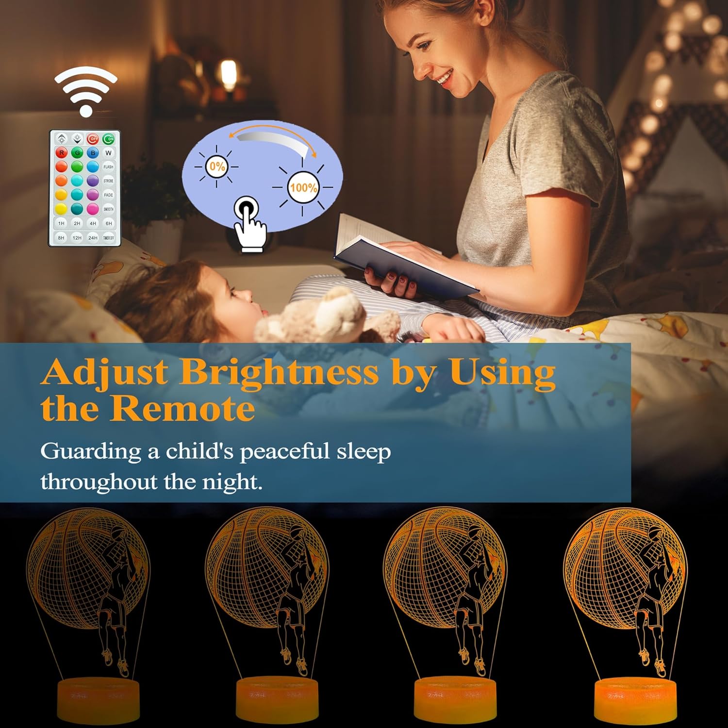 Basketball Gifts for Girls, Basketball Night Light with Remote Control, 16 Colors Changing, RGB Flashing Mode and Dimmable, Gifts for Girls Christmas Decor - Image 3